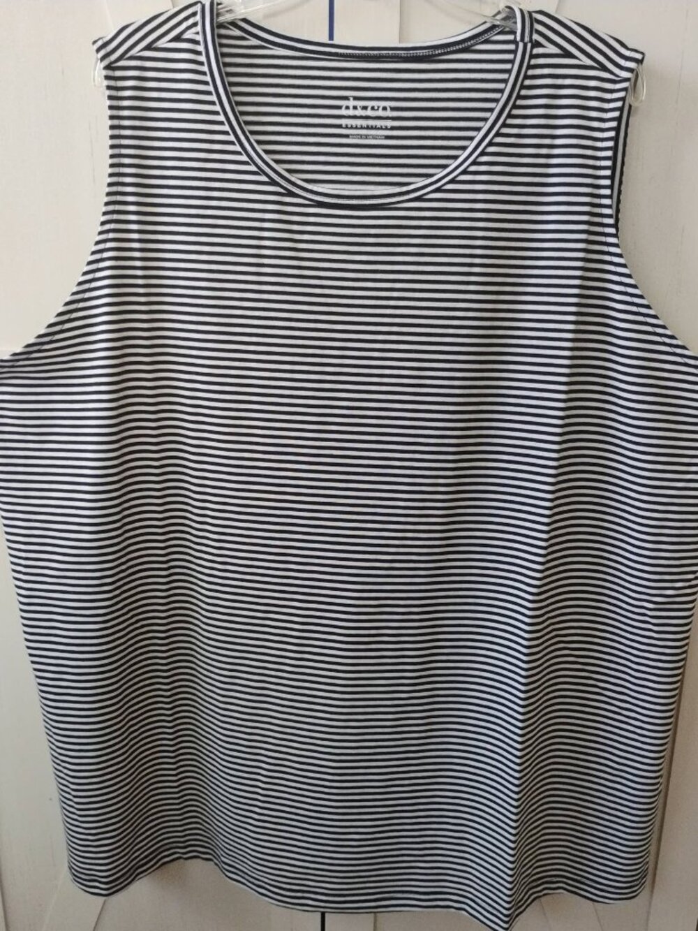 Denim & Co Black Striped Jersey Knit Tank Top- NWT-5X